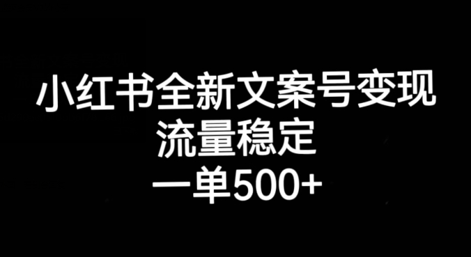 小红书全新文案号变现，流量稳定，一单收入500+-学习资源库