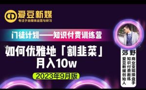爱豆新媒:如何优雅地「割韭菜」月入10w的秘诀(2023年9月版)-学习资源库