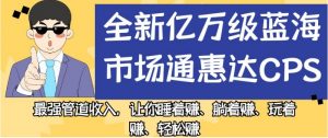 全新亿万级蓝海市场通惠达cps,最强管道收入,让你睡着赚、躺着赚、玩着赚、轻松赚【揭秘】-学习资源库