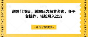 超冷门项目,缓解压力解梦咨询,多平台操作,轻松月入过万【揭秘】-学习资源库