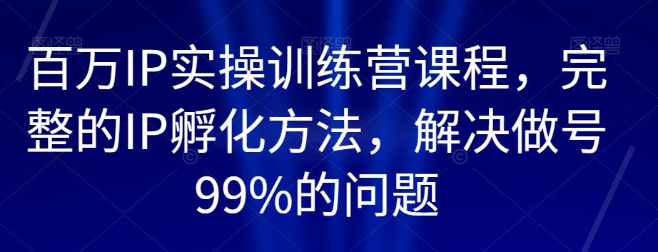 百万IP实操训练营课程，完整的IP孵化方法，解决做号99%的问题-学习资源库