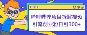 哔哩哔哩项目拆解引流创业粉日引300+小白可轻松上手【揭秘】-学习资源库