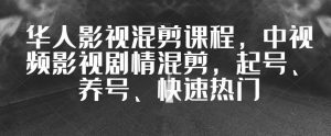 华人影视混剪课程,中视频影视剧情混剪,起号、养号、快速热门-学习资源库