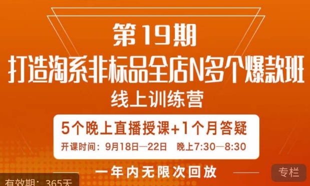 打造淘系非标全店N多个爆款线上课，​5天直播课-学习资源库