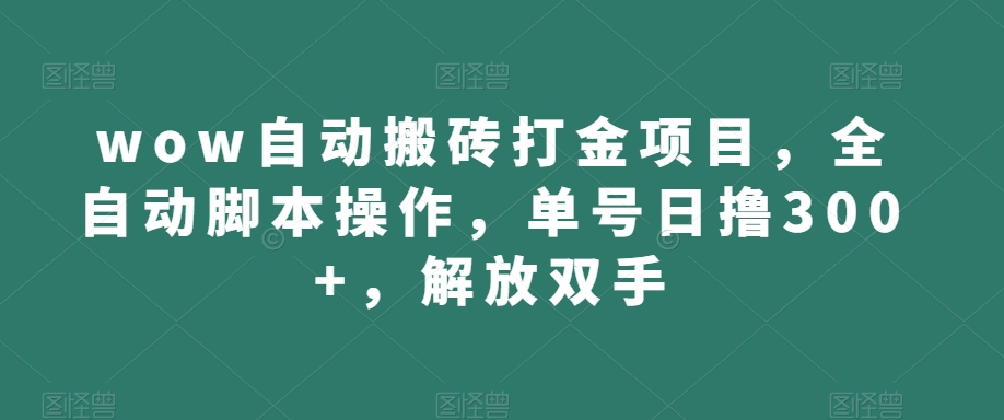 wow自动搬砖打金项目，全自动脚本操作，单号日撸300+，解放双手【揭秘】-学习资源库