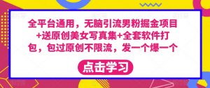 全平台通用,无脑引流男粉掘金项目+送原创美女写真集+全套软件打包,包过原创不限流,发一个爆一个【揭秘】-学习资源库
