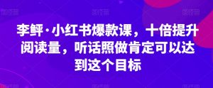 李鲆·小红书爆款课,十倍提升阅读量,听话照做肯定可以达到这个目标-学习资源库