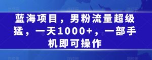 蓝海项目,男粉流量超级猛,一天1000+,一部手机即可操作【揭秘】-学习资源库