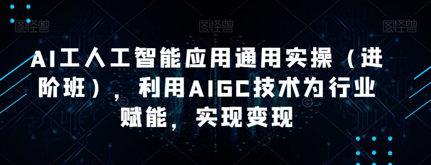 AI工人工智能应用通用实操（进阶班），利用AIGC技术为行业赋能，实现变现-学习资源库