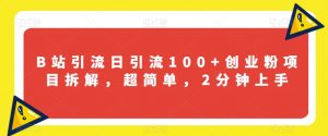B站引流日引流100+创业粉项目拆解,超简单,2分钟上手【揭秘】-学习资源库