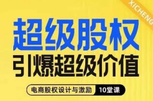 超级股权引爆超级价值,电商股权设计与激励10堂线上课-学习资源库