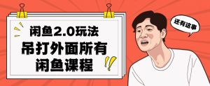 闲鱼2.0玩法单号每天日入2000,吊打市面所有课程-学习资源库