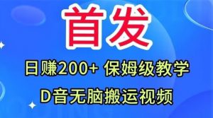 首发,抖音无脑搬运视频,日赚200+保姆级教学【揭秘】-学习资源库