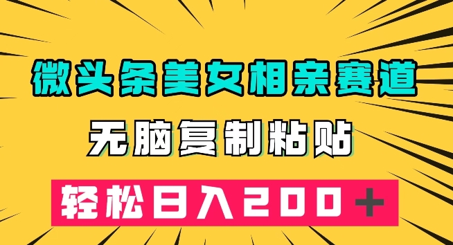 微头条冷门美女相亲赛道，无脑复制粘贴，轻松日入200＋【揭秘】-学习资源库