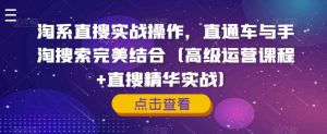 淘系直搜实战操作,直通车与手淘搜索完美结合(高级运营课程+直搜精华实战)-学习资源库