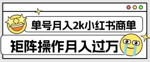 外面收费1980的小红书商单保姆级教程,单号月入2k,矩阵操作轻松月入过万-学习资源库