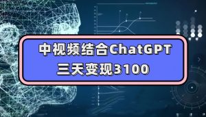 中视频结合ChatGPT,三天变现3100,人人可做玩法思路实操教学【揭秘】-学习资源库