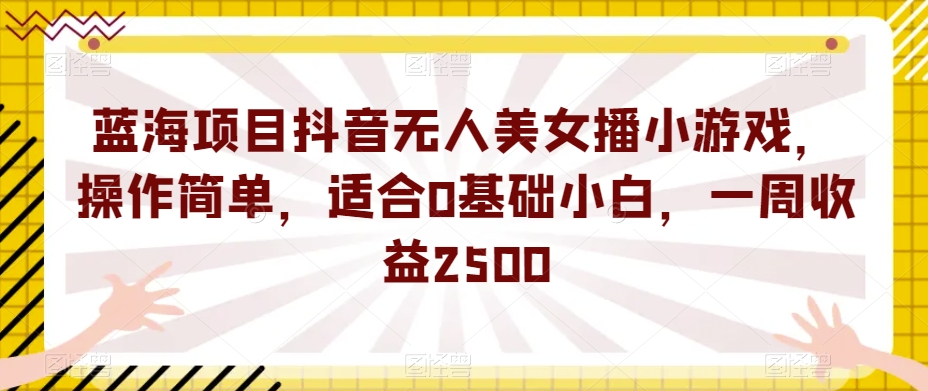 蓝海项目抖音无人美女播小游戏，操作简单，适合0基础小白，一周收益2500【揭秘】-学习资源库