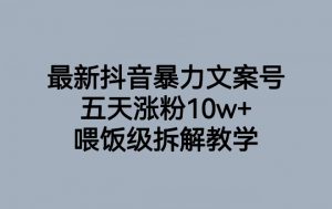 最新抖音暴力文案号,五天涨粉10w+,喂饭级拆解教学-学习资源库
