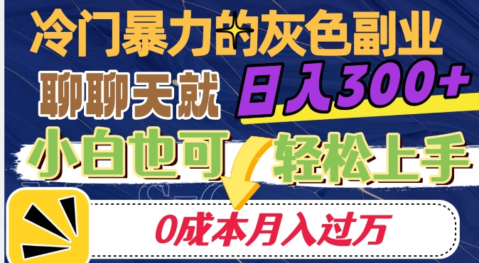 冷门暴利的副业项目，聊聊天就能日入300+，0成本月入过万【揭秘】-学习资源库