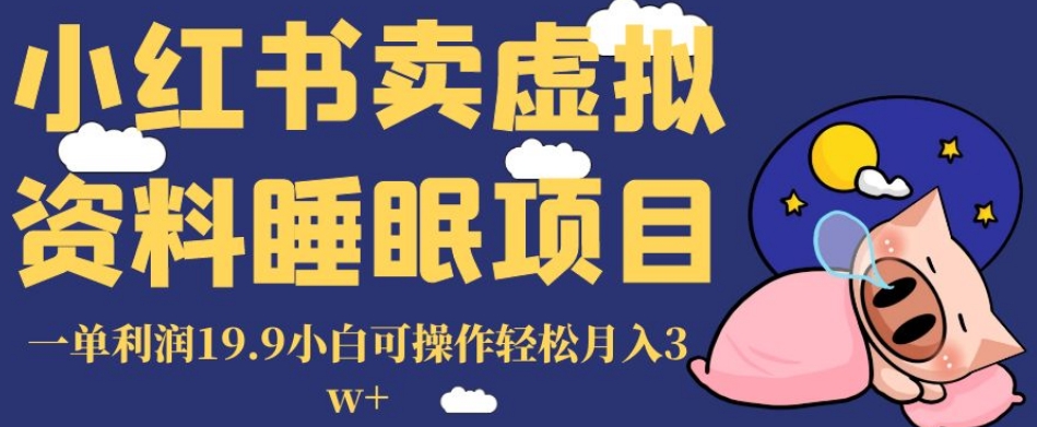 小红书卖虚拟资料睡眠项目，一单利润19.9小白可操作轻松月入3w+【揭秘】-学习资源库