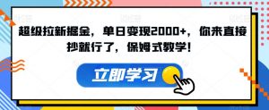 超级拉新掘金,单日变现2000+,你来直接抄就行了,保姆式教学!【揭秘】-学习资源库