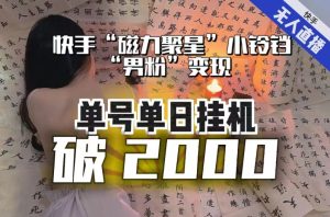 【日入破2000】快手无人直播不进人?“磁力聚星”没收益?不会卡屏、卡同城流量?最新课程会通通解决!-学习资源库
