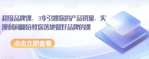 超级品牌课,3步引爆你的产品销量,实现利润翻倍教你落地做好品牌的课-学习资源库