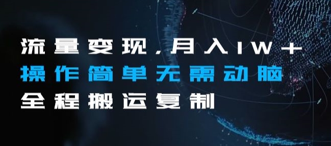 流量变现，月入1W+操作简单无需动脑全程搬运复制【揭秘】-学习资源库