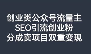 创业类公众号流量主,SEO引流创业粉,分成卖项目双重变现【揭秘】-学习资源库