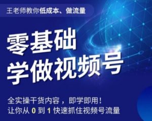 王老师教你低成本、做流量,零基础学做视频号,0-1快速抓住视频号流量-学习资源库