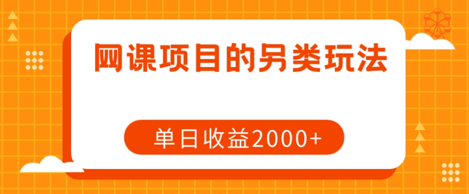 网课项目的另类玩法，单日收益2000+【揭秘】-学习资源库