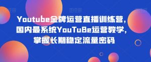 Youtube金牌运营直播训练营,国内最系统YouTuBe运营教学,掌握长期稳定流量密码-学习资源库