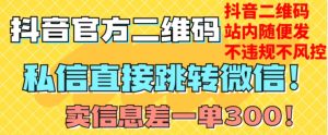 价值3000的技术!抖音二维码直跳微信!站内无限发不违规!-学习资源库