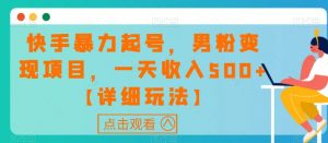 快手暴力起号,男粉变现项目,一天收入500+【详细玩法】【揭秘】-学习资源库