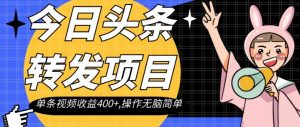 今日头条转发项目,单条视频收益400+,操作无脑简单【揭秘】-学习资源库