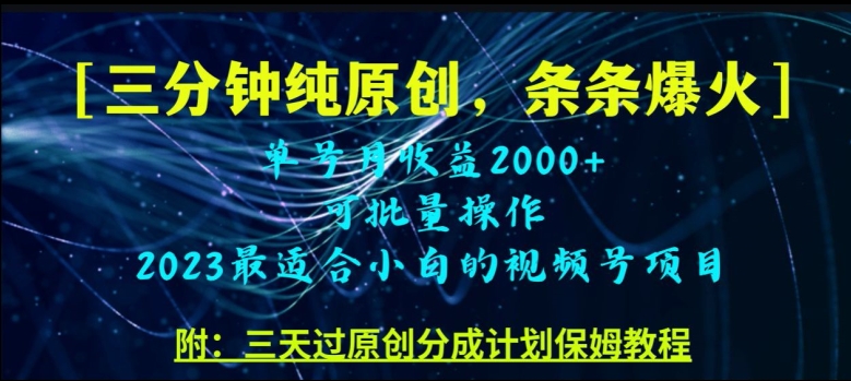 三分钟制作视频号纯原创，条条爆款，轻松月入过万【揭秘】-学习资源库