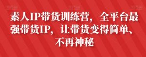 素人IP带货训练营,全平台最强带货IP,让带货变得简单、不再神秘-学习资源库