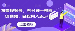抖音视频号,五分钟一条原创视频,轻松月入3w+【独家秘诀,传授赚钱方法】【揭秘】-学习资源库