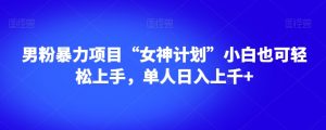 男粉暴力项目“女神计划”小白也可轻松上手，单人日入上千+【揭秘】-学习资源库