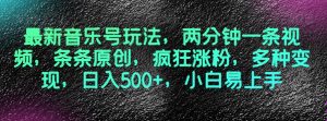 最新音乐号玩法,两分钟一条视频,条条原创,疯狂涨粉,多种变现,日入500+,小白易上手【揭秘】-学习资源库