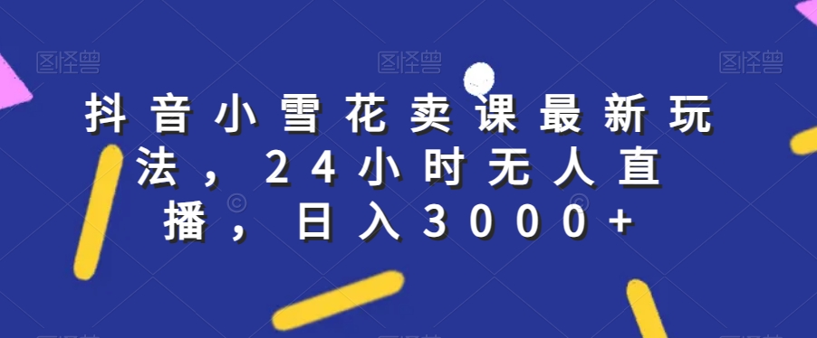 抖音小雪花卖课最新玩法，24小时无人直播，日入3000+【揭秘】-学习资源库