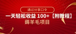 薅羊毛项目,靠分享口令,一天轻松收益100+【附教程】【揭秘】-学习资源库
