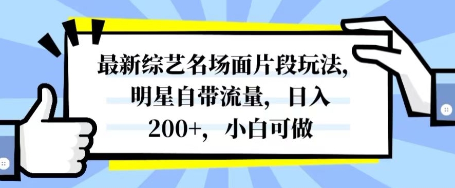 最新综艺名场面片段玩法，明星自带流量，日入200+，小白可做【揭秘】-学习资源库