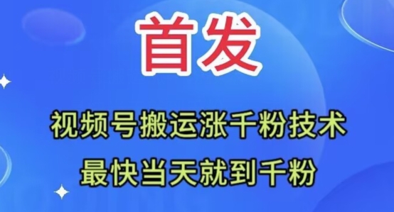 全网首发：视频号无脑搬运涨千粉技术，最快当天到千粉【揭秘】-学习资源库