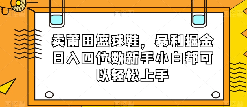 卖莆田篮球鞋，暴利掘金日入四位数新手小白都可以轻松上手【揭秘】-学习资源库