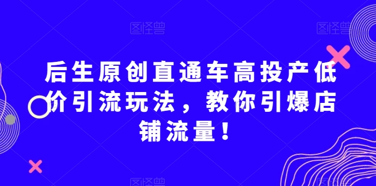 后生原创直通车高投产低价引流玩法，教你引爆店铺流量！-学习资源库