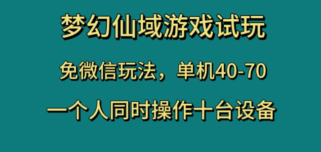 梦幻仙域游戏试玩，免微信玩法，单机40-70，一个人同时操作十台设备【揭秘】-学习资源库