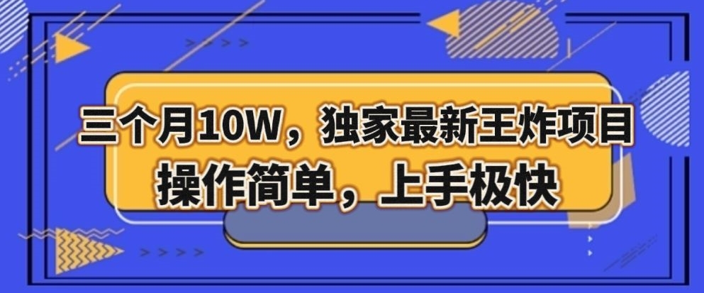 三个月10W，独家最新王炸项目！操作简单，上手极快【揭秘】-学习资源库