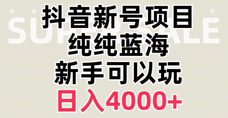 抖音蓝海赛道，必须是新账号，日入4000+【揭秘】-学习资源库